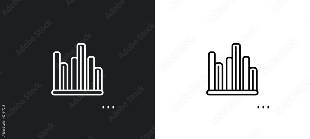 Poster bar chart dual information outline icon in white and black colors. bar chart dual information flat v