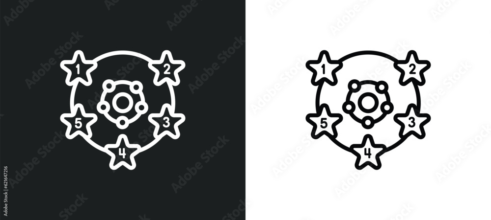 Poster item interconnections outline icon in white and black colors. item interconnections flat vector icon