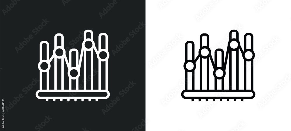 Aufkleber marketing chart outline icon in white and black colors. marketing chart flat vector icon from busine