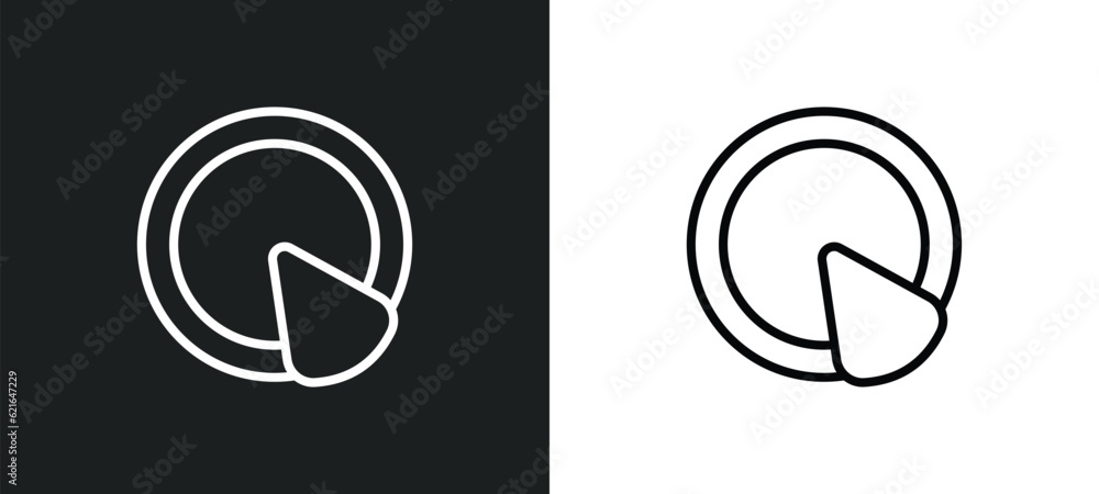 Poster portion pie chart outline icon in white and black colors. portion pie chart flat vector icon from bu