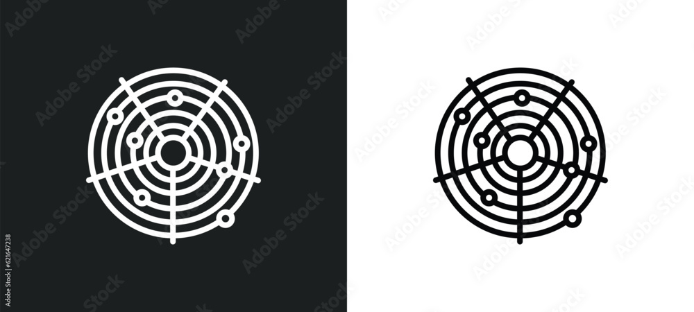 Poster spider chart outline icon in white and black colors. spider chart flat vector icon from business col