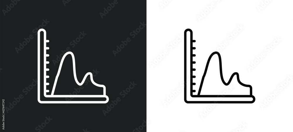 Poster smooth line chart outline icon in white and black colors. smooth line chart flat vector icon from bu