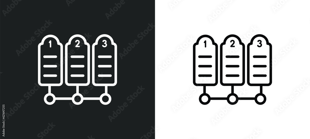 Poster numbered information outline icon in white and black colors. numbered information flat vector icon f