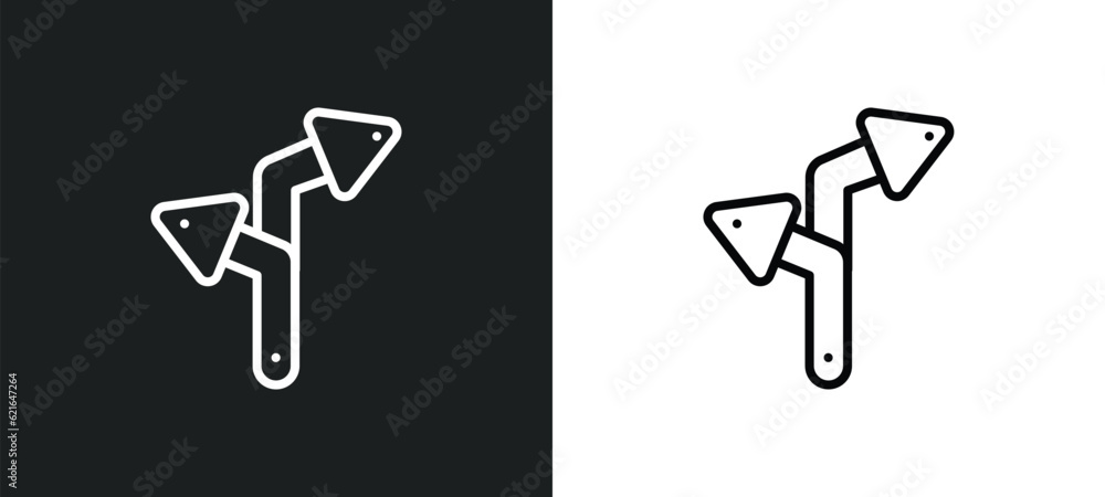 Poster two way arrows outline icon in white and black colors. two way arrows flat vector icon from business