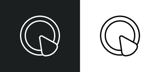 portion pie chart outline icon in white and black colors. portion pie chart flat vector icon from business collection for web, mobile apps and ui.
