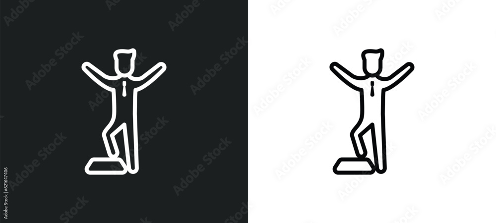 Aufkleber man success outline icon in white and black colors. man success flat vector icon from business colle