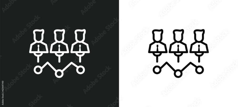 Aufkleber increase team work outline icon in white and black colors. increase team work flat vector icon from 