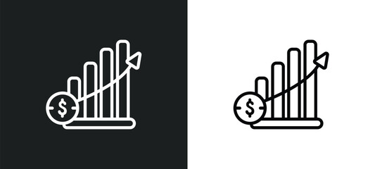 Obraz premium increase rate outline icon in white and black colors. increase rate flat vector icon from business collection for web, mobile apps and ui.