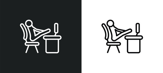 sitting outline icon in white and black colors. sitting flat vector icon from business collection for web, mobile apps and ui.