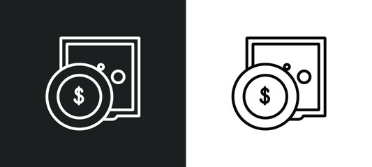 safe money outline icon in white and black colors. safe money flat vector icon from business collection for web, mobile apps and ui.
