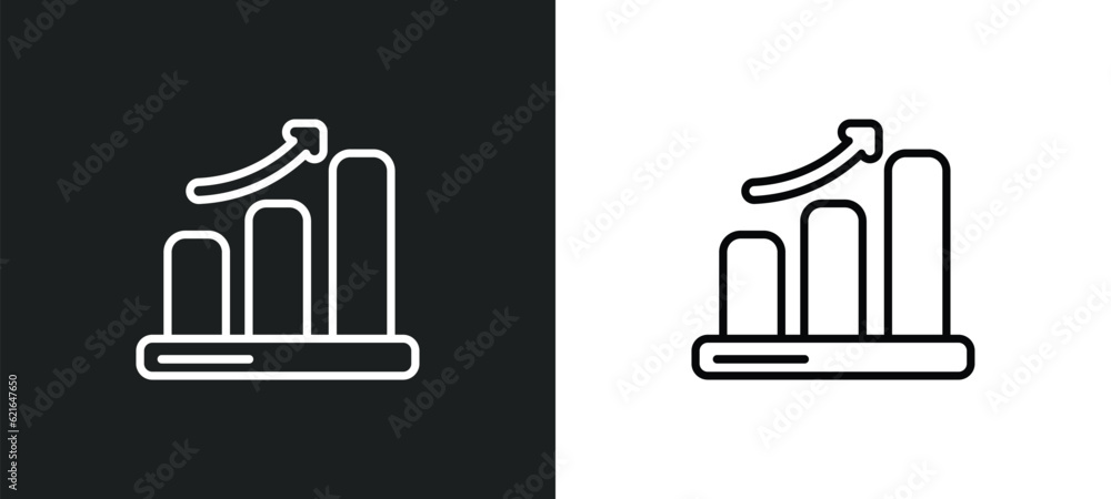 Poster graphic progression outline icon in white and black colors. graphic progression flat vector icon fro
