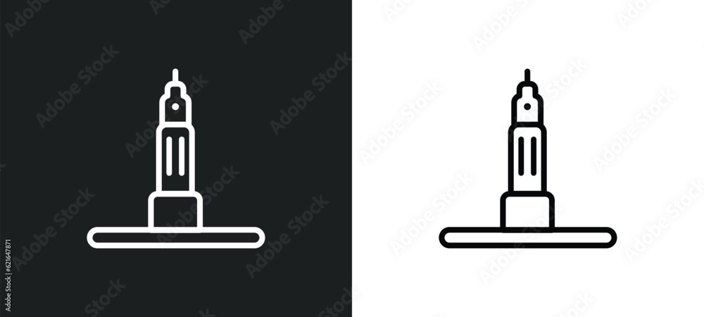 Poster state building outline icon in white and black colors. state building flat vector icon from building