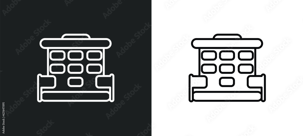 Poster uno building outline icon in white and black colors. uno building flat vector icon from buildings co