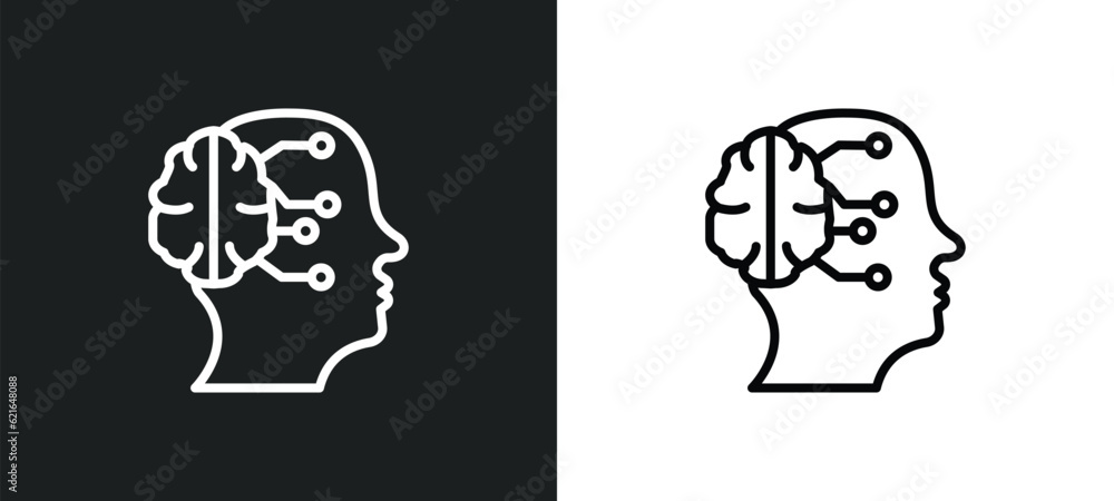 Poster brain process outline icon in white and black colors. brain process flat vector icon from brain proc