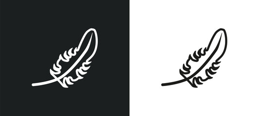 feather outline icon in white and black colors. feather flat vector icon from brazilia collection for web, mobile apps and ui.