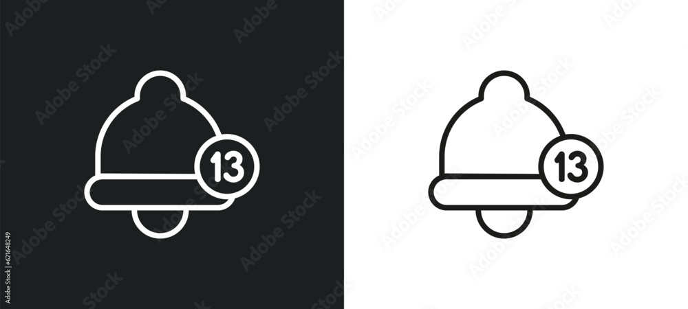 Poster notification outline icon in white and black colors. notification flat vector icon from blogger and 