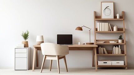 An organized and modern home office with a minimalist desk setup, generative ai