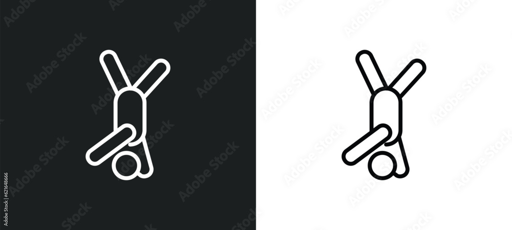 Poster stick man dancing outline icon in white and black colors. stick man dancing flat vector icon from be