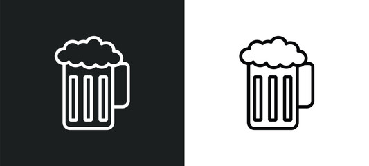 foamy beer jar outline icon in white and black colors. foamy beer jar flat vector icon from bistro and restaurant collection for web, mobile apps and ui.