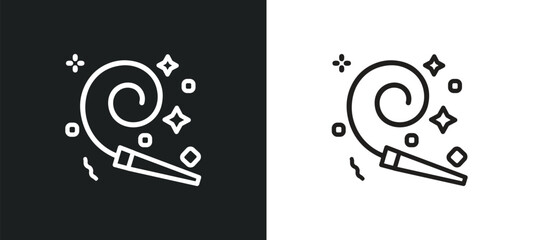 party blower outline icon in white and black colors. party blower flat vector icon from birthday and party collection for web, mobile apps and ui.