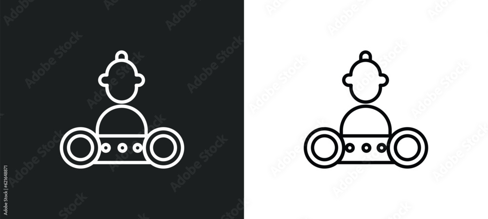 Poster engineer working outline icon in white and black colors. engineer working flat vector icon from beha