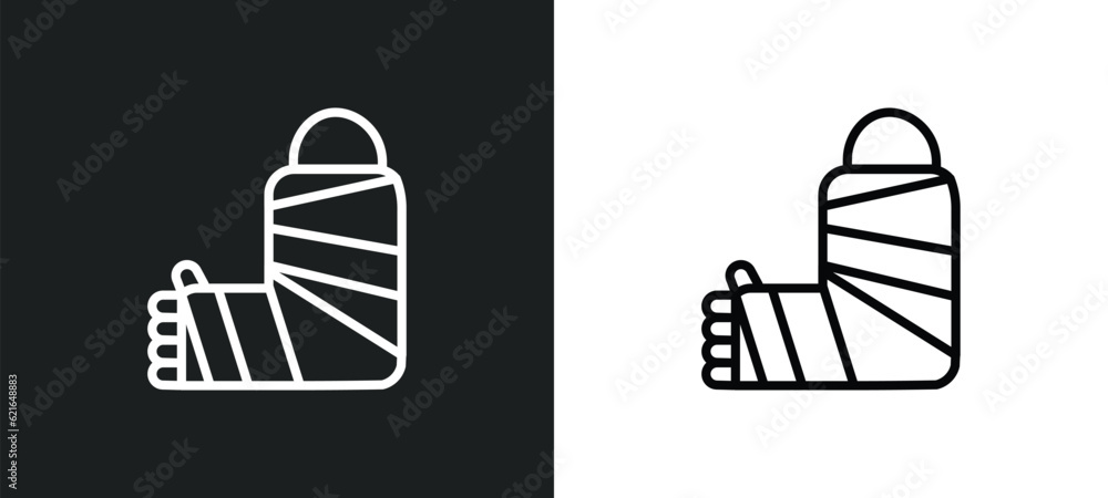 Poster fracture arm outline icon in white and black colors. fracture arm flat vector icon from behavior col