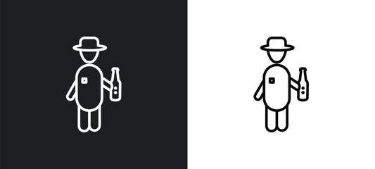 Fototapeta premium man drinking outline icon in white and black colors. man drinking flat vector icon from behavior collection for web, mobile apps and ui.