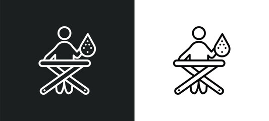 man ironing outline icon in white and black colors. man ironing flat vector icon from behavior collection for web, mobile apps and ui.