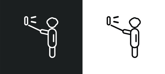 man selfie outline icon in white and black colors. man selfie flat vector icon from behavior collection for web, mobile apps and ui.
