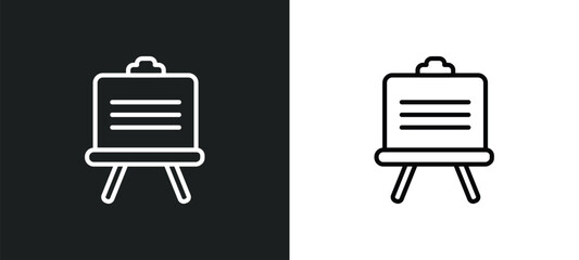 presentation whiteboard outline icon in white and black colors. presentation whiteboard flat vector icon from behavior collection for web, mobile apps and ui.