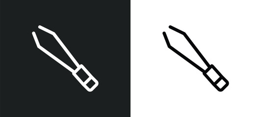 tweezers outline icon in white and black colors. tweezers flat vector icon from beauty collection for web, mobile apps and ui.