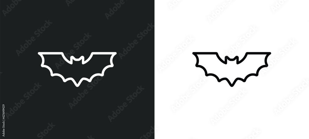 Poster bat outline icon in white and black colors. bat flat vector icon from autumn collection for web, mob