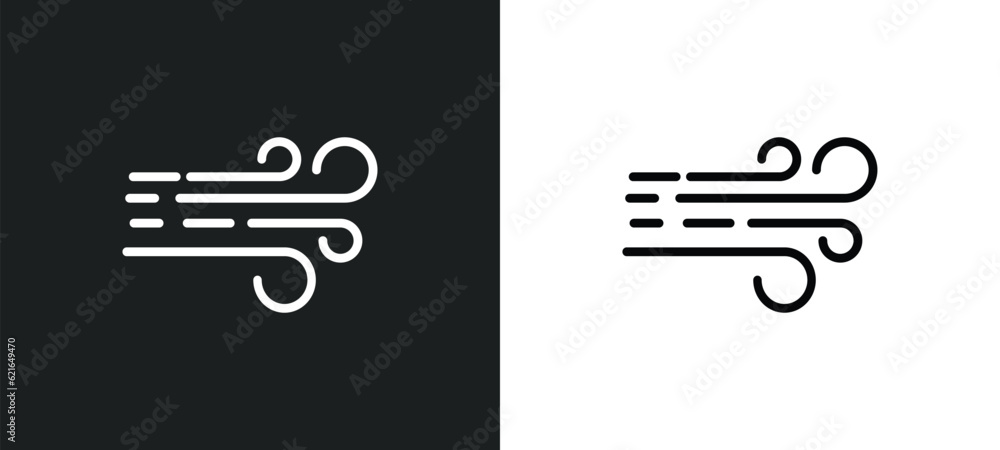 Poster wind outline icon in white and black colors. wind flat vector icon from autumn collection for web, m