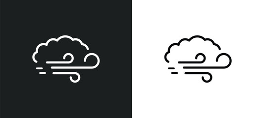 windy outline icon in white and black colors. windy flat vector icon from autumn collection for web, mobile apps and ui.