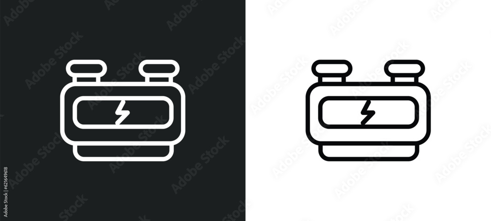 Poster generator outline icon in white and black colors. generator flat vector icon from astronomy collecti