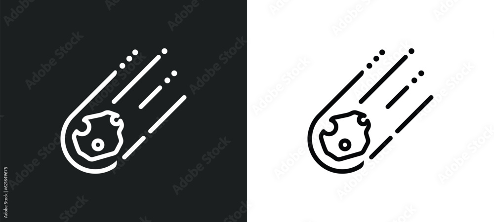 Poster asteroid outline icon in white and black colors. asteroid flat vector icon from astronomy collection
