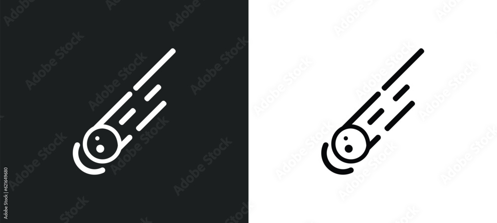 Poster comet outline icon in white and black colors. comet flat vector icon from astronomy collection for w