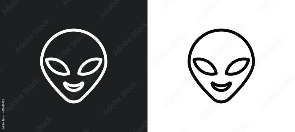 Poster alien outline icon in white and black colors. alien flat vector icon from astronomy collection for w