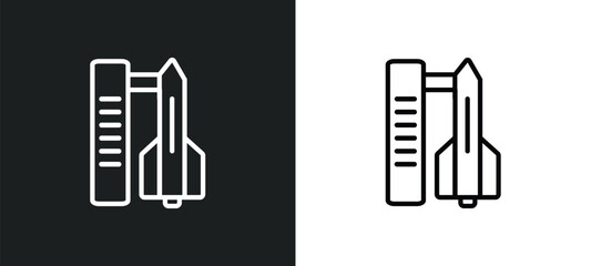 liftoff outline icon in white and black colors. liftoff flat vector icon from astronomy collection for web, mobile apps and ui.