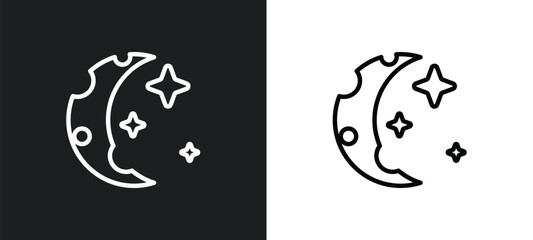 half moon outline icon in white and black colors. half moon flat vector icon from astronomy collection for web, mobile apps and ui.