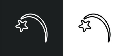 falling star outline icon in white and black colors. falling star flat vector icon from astronomy collection for web, mobile apps and ui.