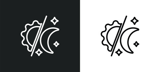 Fototapeta na wymiar day and night outline icon in white and black colors. day and night flat vector icon from astronomy collection for web, mobile apps ui.