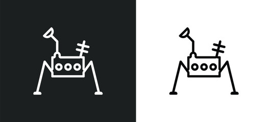 lander outline icon in white and black colors. lander flat vector icon from astronomy collection for web, mobile apps and ui. © Digital Bazaar