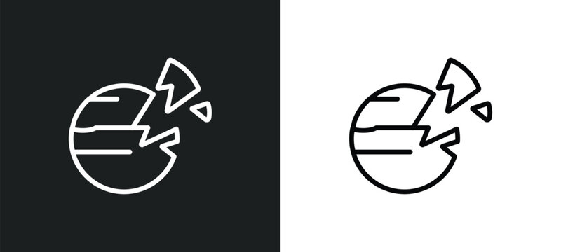 destroyed planet outline icon in white and black colors. destroyed planet flat vector icon from astronomy collection for web, mobile apps and ui.