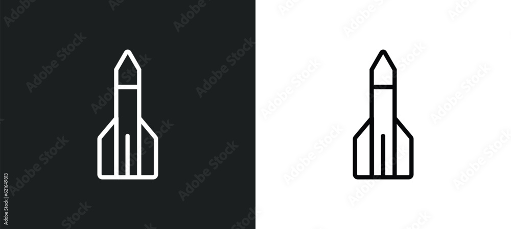 Poster launching shuttle outline icon in white and black colors. launching shuttle flat vector icon from as