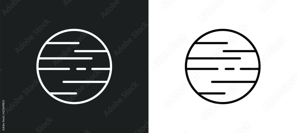 Poster neptune with satellite outline icon in white and black colors. neptune with satellite flat vector ic