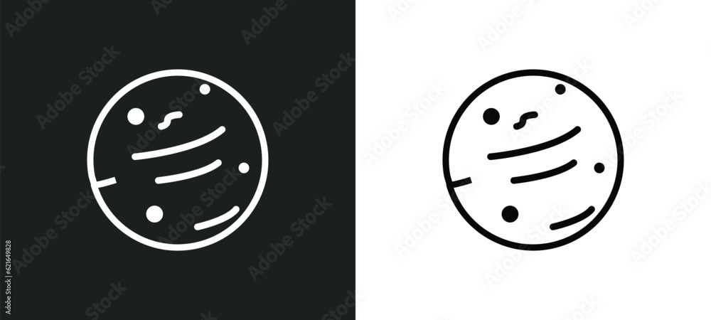 Poster mars with satellite outline icon in white and black colors. mars with satellite flat vector icon fro