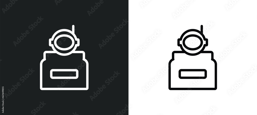 Poster astronaut ingravity outline icon in white and black colors. astronaut ingravity flat vector icon fro