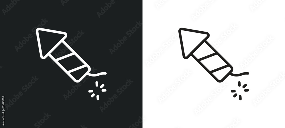 Poster firecrackers outline icon in white and black colors. firecrackers flat vector icon from asian collec