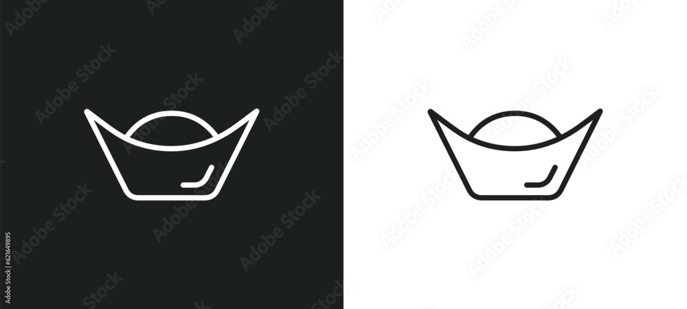 Poster sycee outline icon in white and black colors. sycee flat vector icon from asian collection for web, 